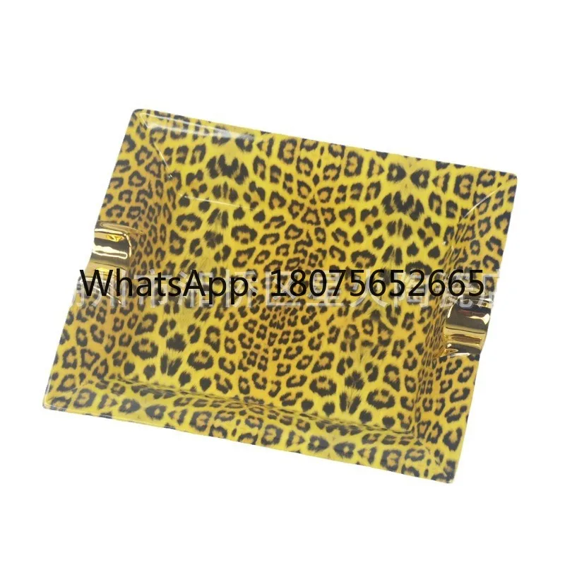 European-style ceramic gold-painted home model room leopard print ashtray