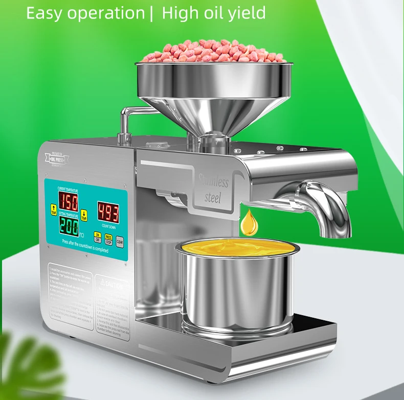 T1S oil press machine 820W intelligent stainless steel oil press peanut oil edible oil processing equipment