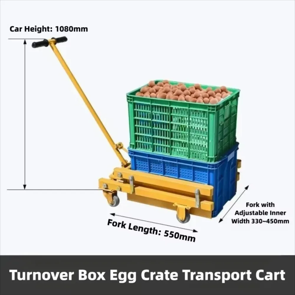 Manual Trolley For Plastic Crate Turnover Box Egg Vegetable Seafood Container Transport Mini Hand Cart