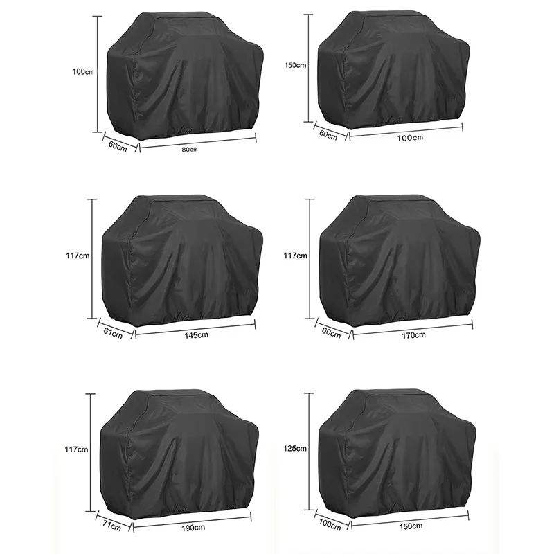 6 Size Heavy Duty BBQ Grill Cover Waterproof BBQ Gas Grill Cover for Outdoor Grill Weather Resistant Anti-UV Gas Grill Cover
