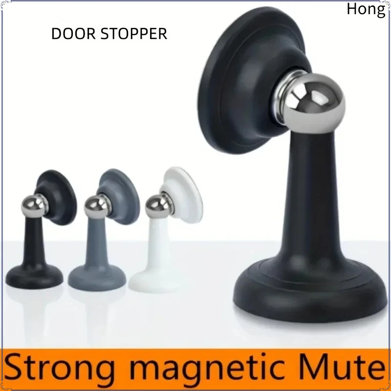 1Pcs No‑Drill Magnetic Door Stopper, New Silicone Anti‑Collision Floor Door Catch, Strong Magnet Door Holder for Bathroom