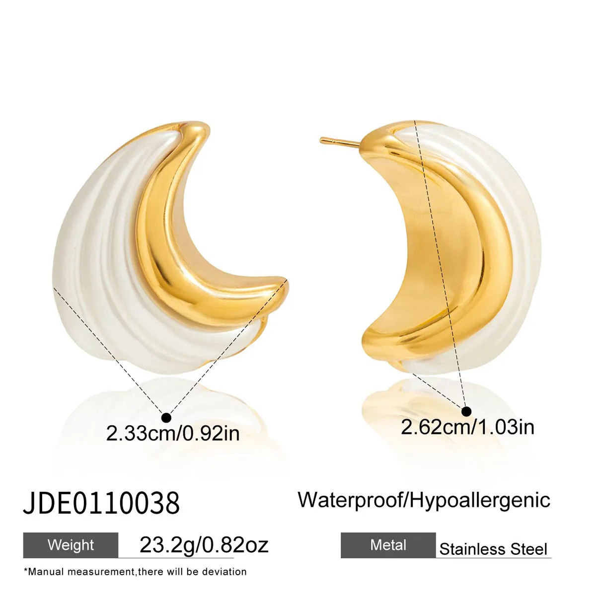 Personality Resin Pearl Stud Earring 18K Gold Color Plated Stainless Steel Light Luxury Earrings Women Simple Fashion Jewelry