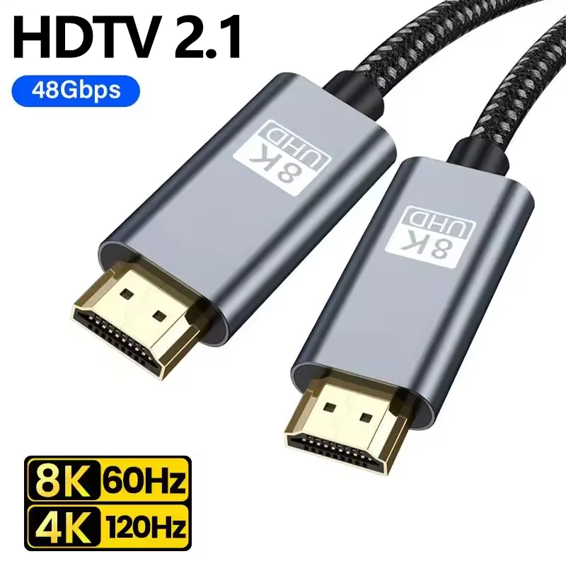 HDMI 2.1-Compatible Cable 8K@60Hz 4K@120Hz UHD HDR High-Speed 48Gbps Video Cable For PC Laptop HDTV PS3/PS4 Projector 1M 3M 5M