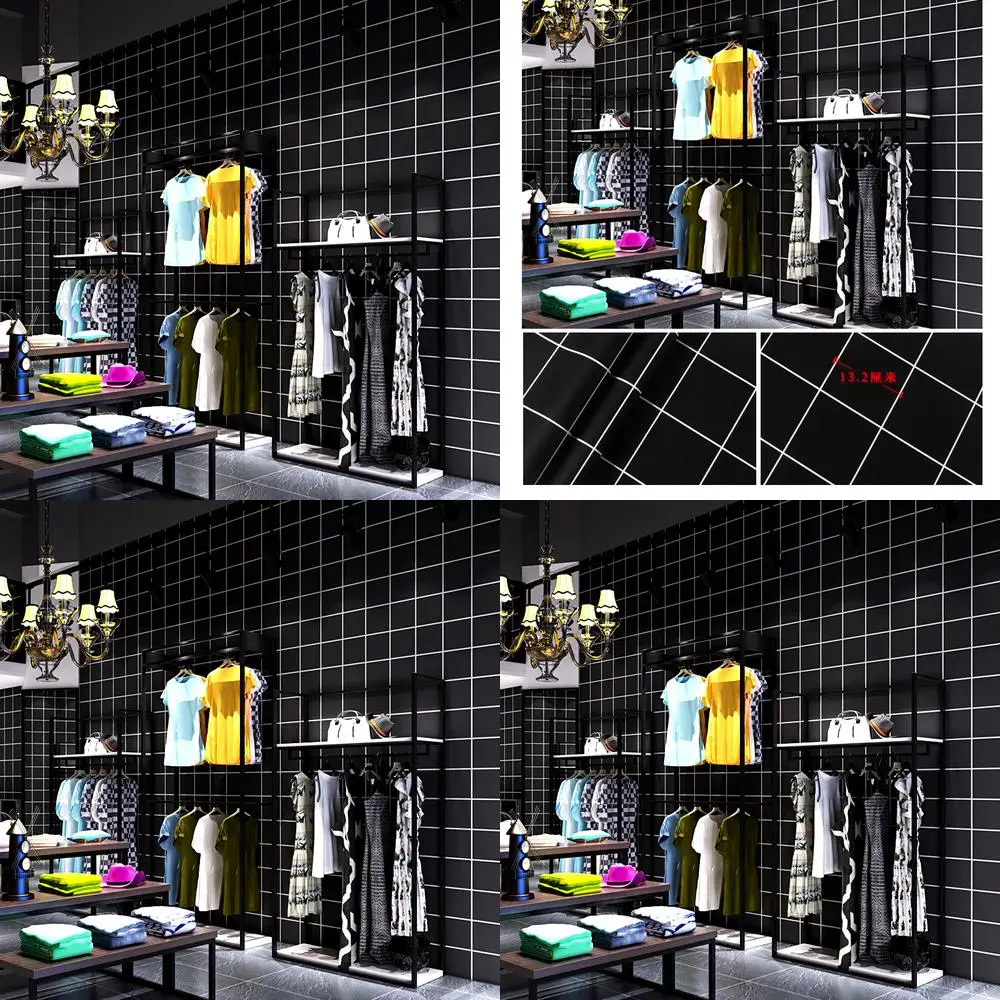 

Черные сетчатые обои в скандинавском стиле, белые квадратные обои для Instagram, модный магазин, эксклюзивные элитные обои для женской одежды