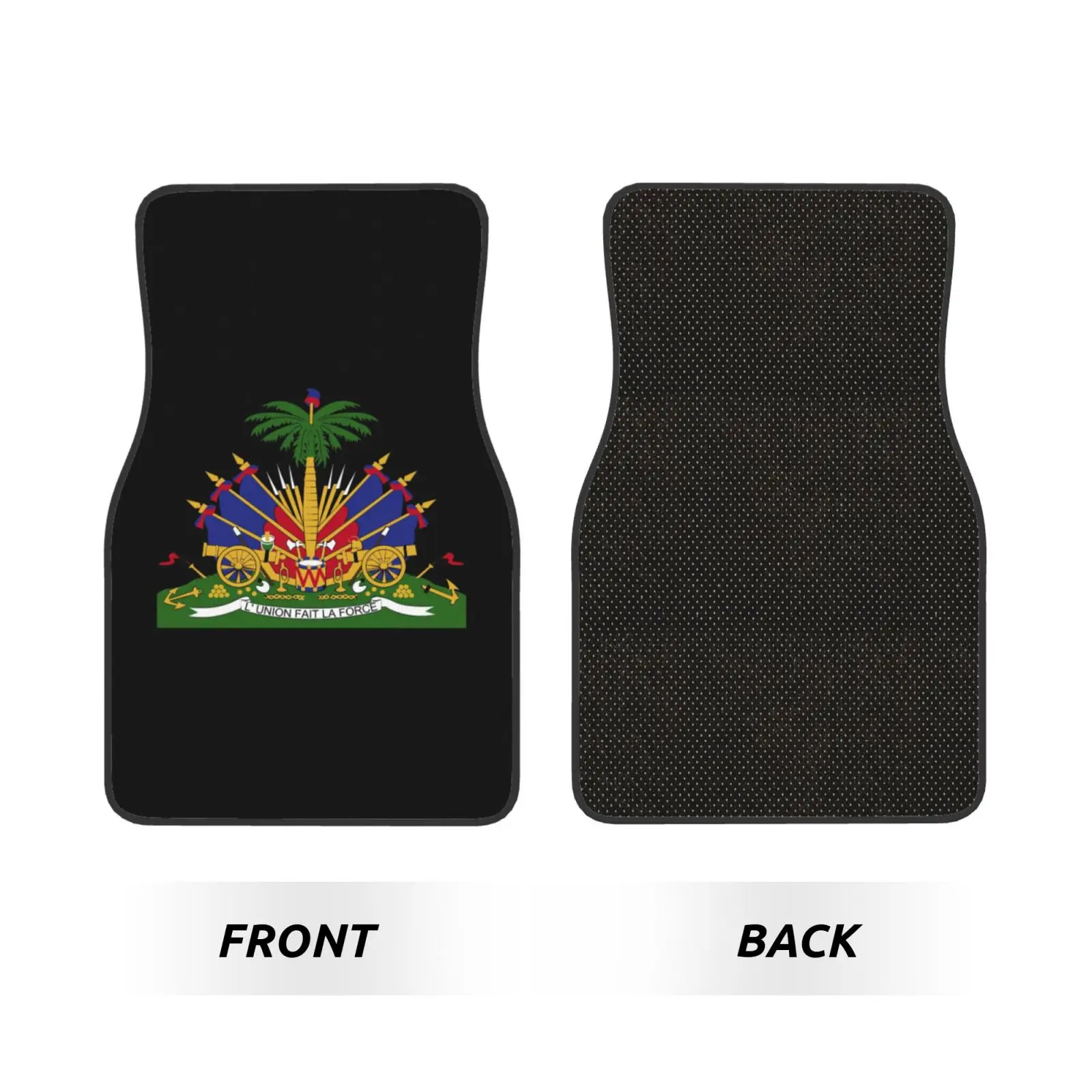 Coat of Arms of The Republic of Haiti Print Car Floor Mats Durable Car Carpet Mat 4pcs with Anti-Slip Backing Fit for SUV Trucks