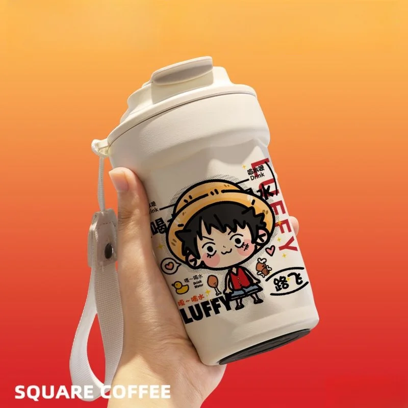 One Piece Thermos Cup New Cartoon Q Version Luffy Zoro Nami Usopp Chopper Robin Franky Couple Students Coffee Milk Tumbler