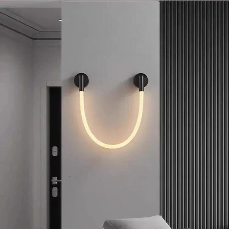 

Современная минималистичная гостиная с роскошными линиями, настенный светильник из силикона, скандинавское минималистичное креативное искусство, прикроватная лампа для спальни