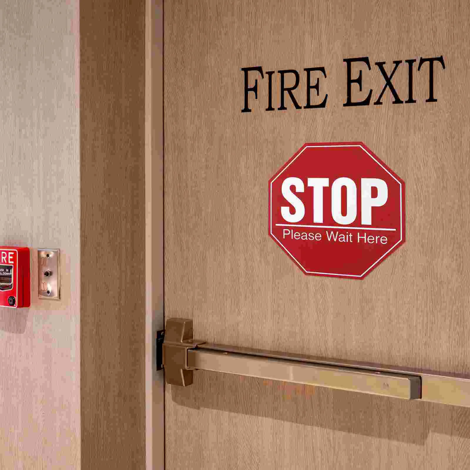 5 Sheets Epidemic Prevention Wall Stickers Easy to Remove Outdoor Signs Stop Wait Floor Social Distancing Please Here Fence