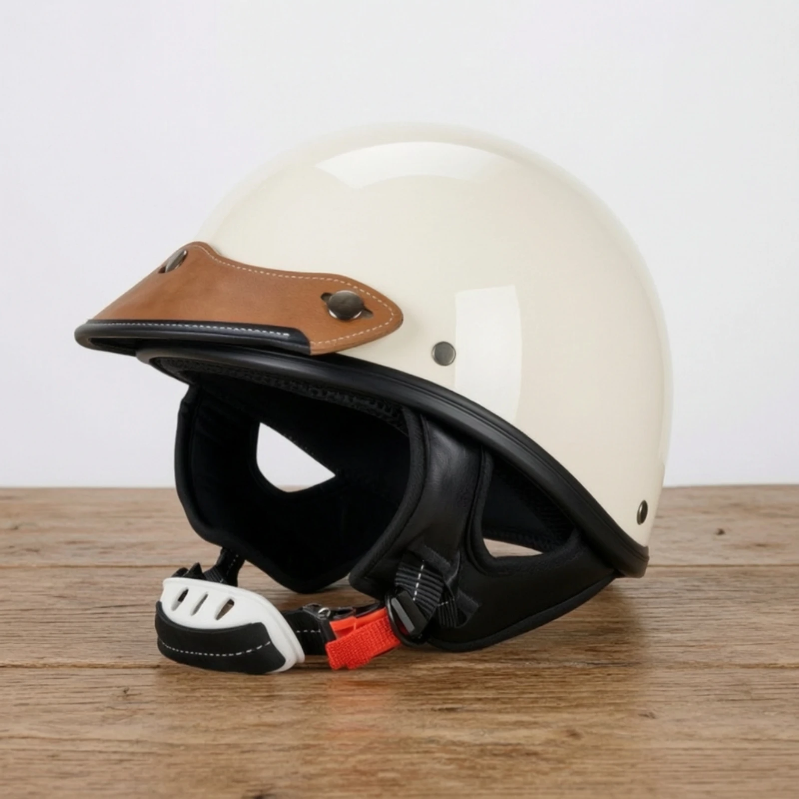 Leather Helmet Visor with Snaps Vintage Motorcycle Helmet Visor with 3 Snaps Lightweight Practical for Motorcyclists