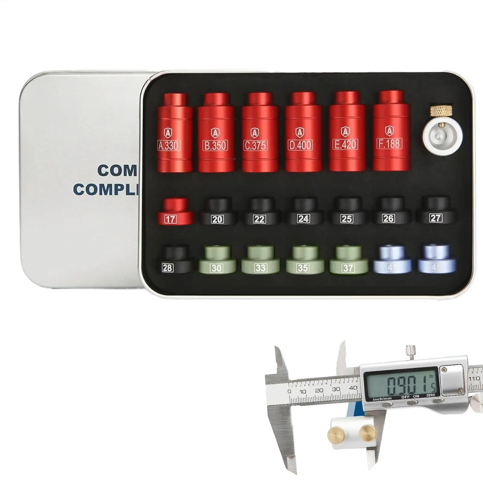 Aluminum Bullet Comparator Kit Headspace Gauge for Reloading Headspace Gauge Comparator Kit With 14 Inserts And 6 Bushings