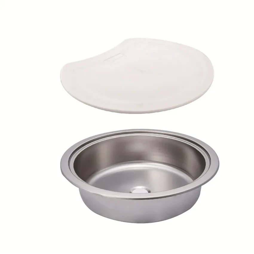 Stainless Steel Round Sink with Plastic Lid ф360*120mm For Boat Caravan RV GR-531D  marine equipment