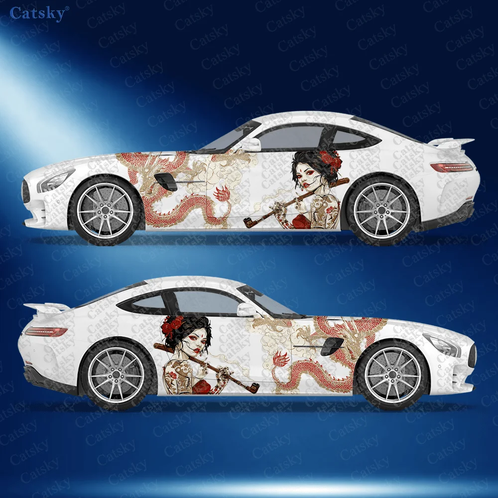 

2 шт. наклеек на боковые части автомобиля «Призрачная женщина», самоклеящиеся, из ПВХ, водонепроницаемые и устойчивые к царапинам, модные наклейки