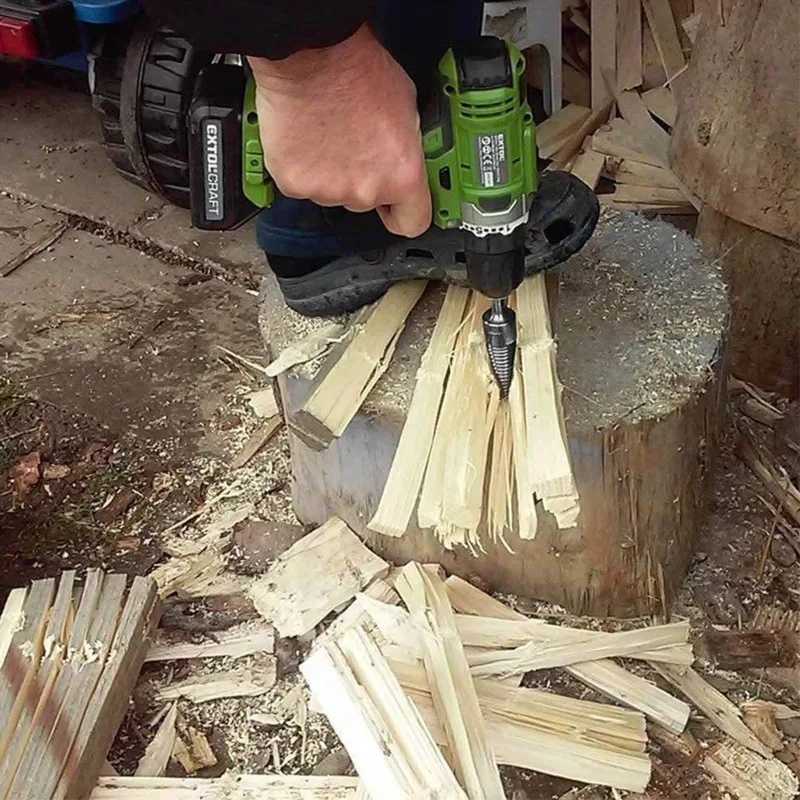 Broca giratoria para madera, broca para dividir leña, divisor de madera, tornillo, conos, broca Hexagonal redonda para Taladro de Martillo,