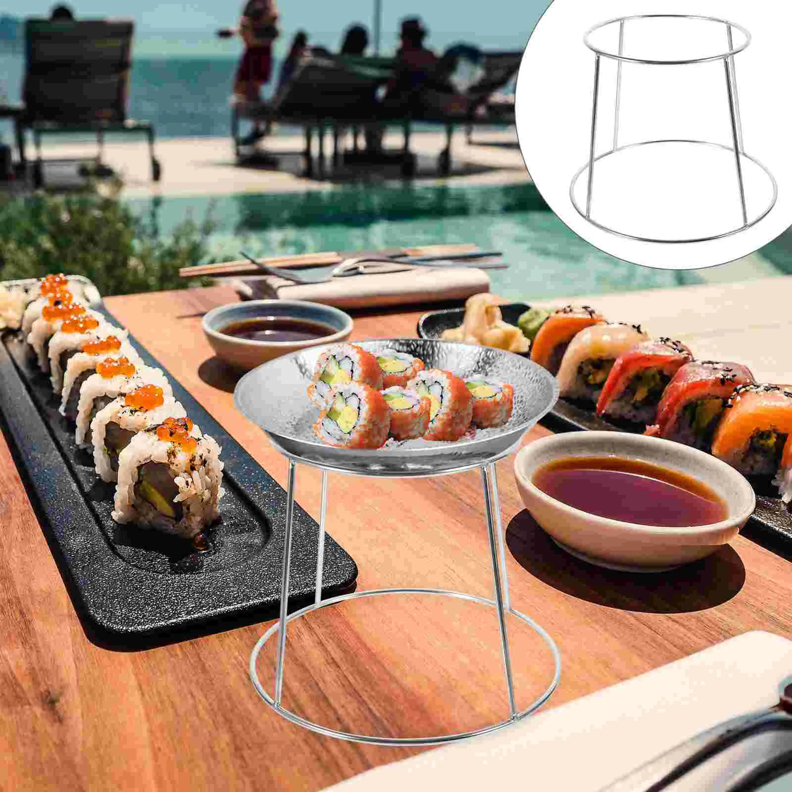 

Serving Stainless Steel Griddle Platters Household Seafood Rack Net Dish Silver
