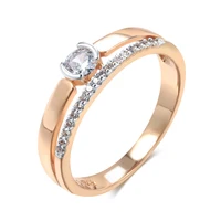Kinel – bagues de luxe en Zircon naturel pour femmes, or Rose 585, argent, réglage mixte, Design mince, bijoux de mariage quotidiens pour mariée 6