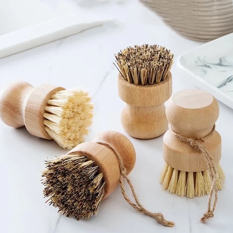 Bamboo Scrub Dish Brushes For Kitchen-Delicate Natural Washing Brush Clean Iron Pots Plates For Home Kitchen Clean