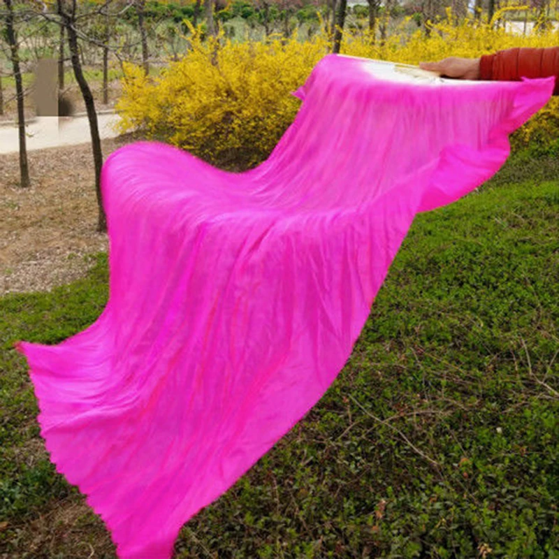 Chinês meio círculo dança do ventre fã, bambu SilkVeil pares, corante de mão para adultos, longo Bellydance fã, venda quente