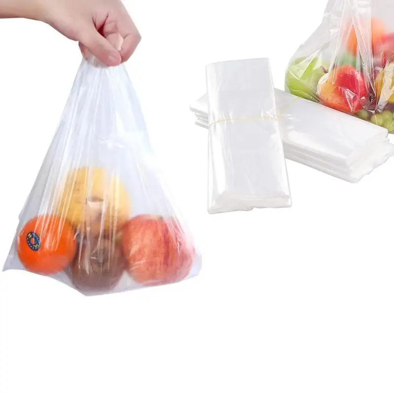 100pcs  28.5x18cm 20x30cm Transparent Plastic Bags Shopping Bag Supermarket Bags With Handle Food Packaging