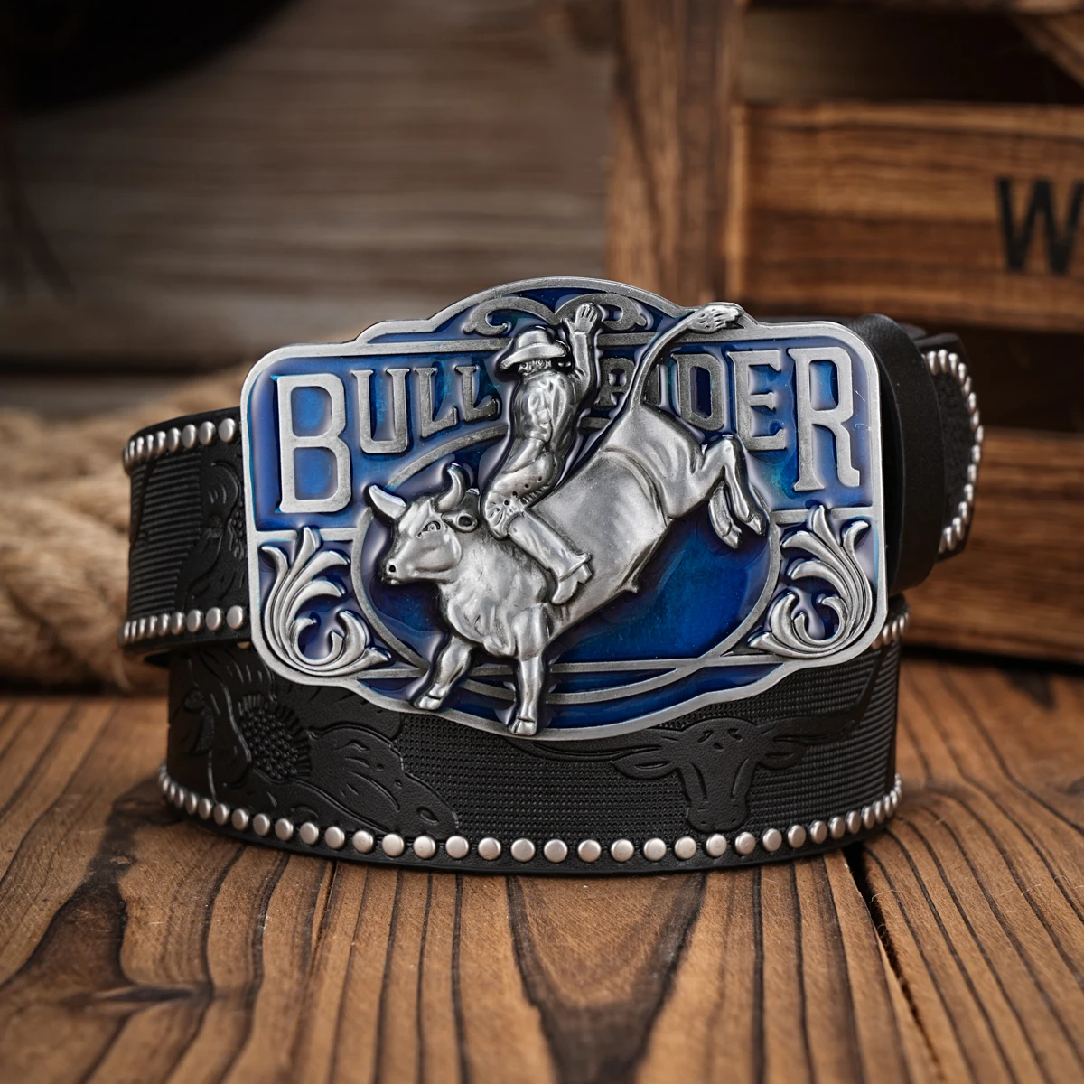أحزمة جلدية للرجال والنساء - رعاة البقر الغربي - حزام حصان عتيق - حزام بإبزيم منقوش عليه زهور للجينز #4