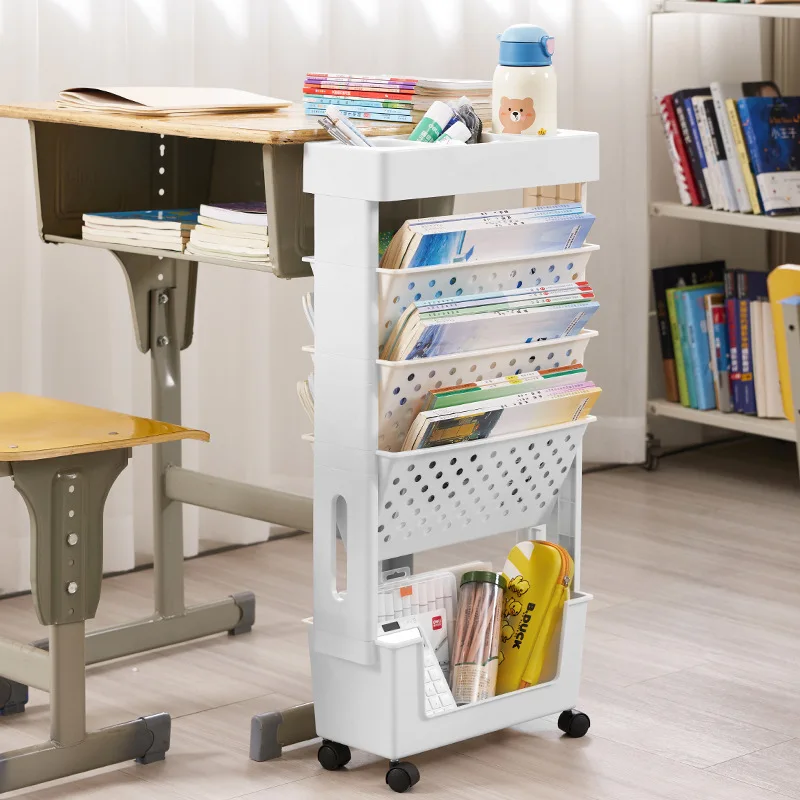 Simple, Mobile And Versatile Storage Rack On Wheels For Books And Documents In The Home, Office And Classroom