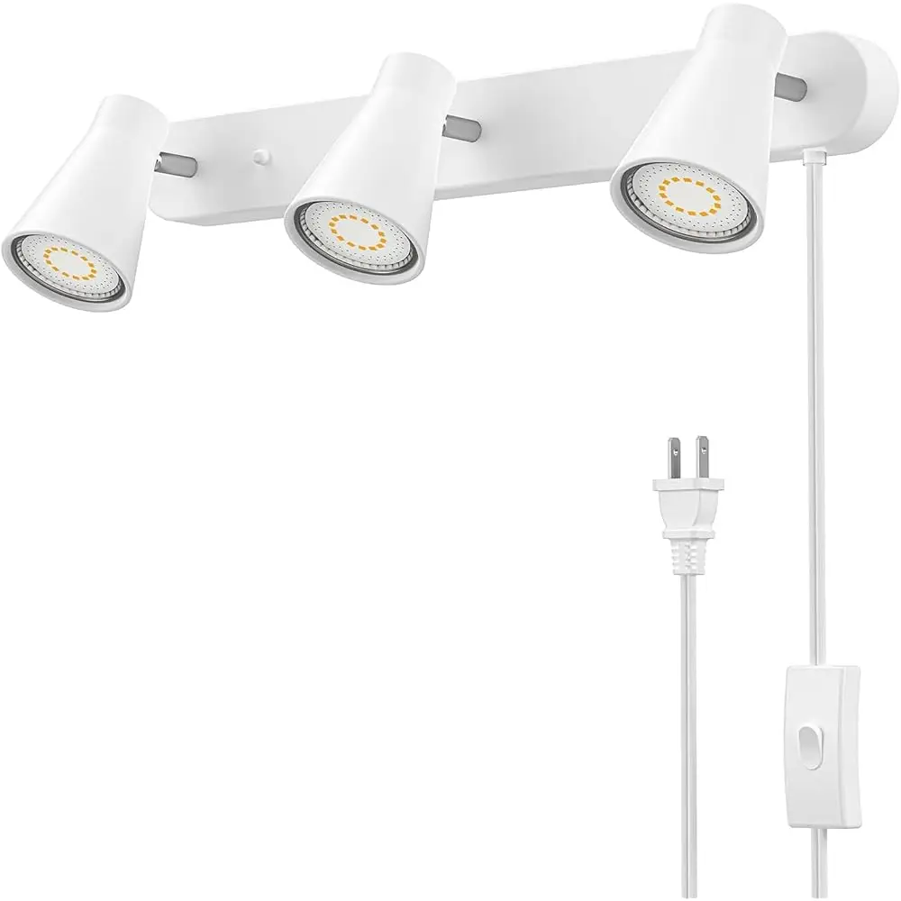 

Plug In Tra Lighting, 3 Light Tra Lighting Fixture, White Modern Ceiling Spotlight, Flexibly Rotatable Complete Light Kits For