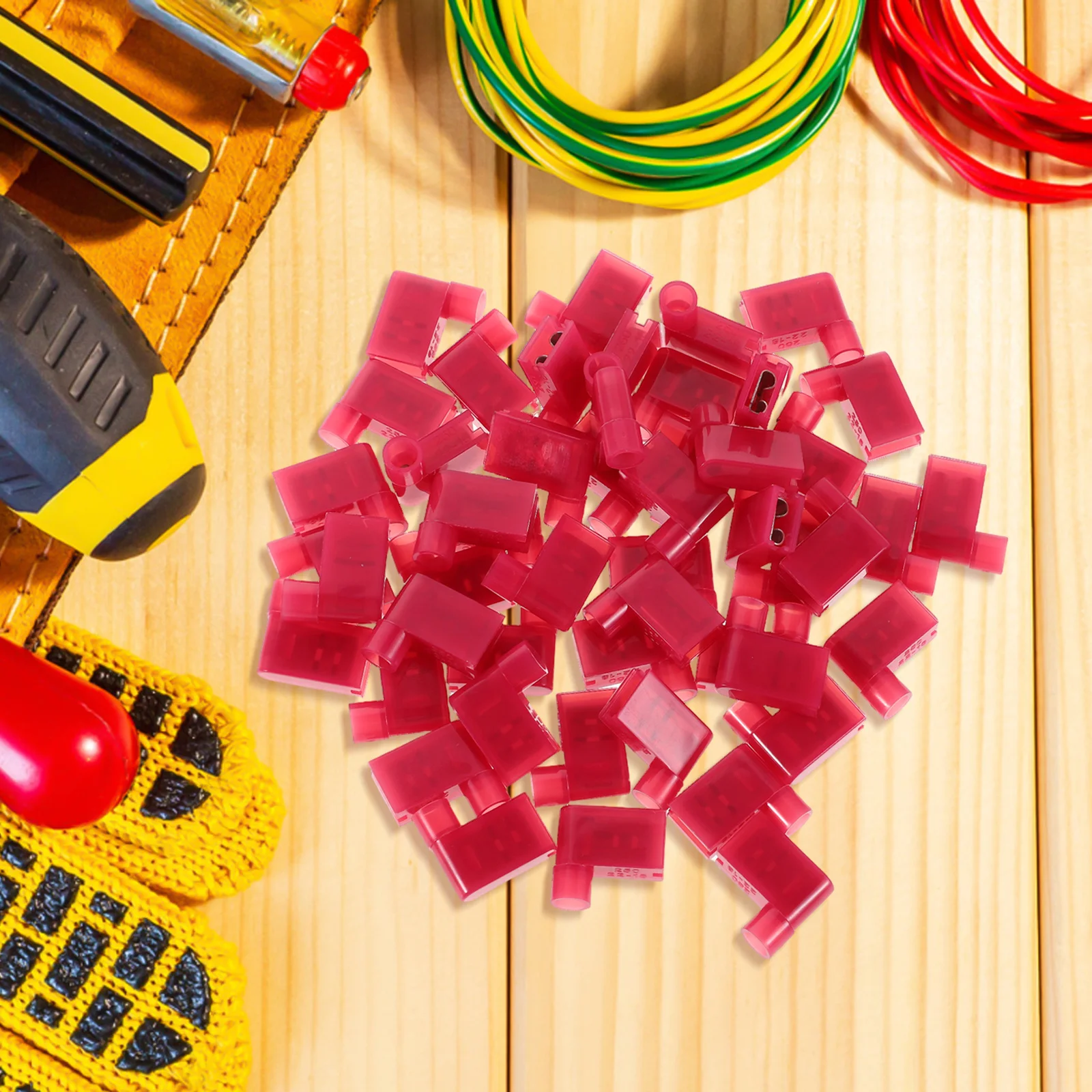 

100Pcs Plastic Flag Spade Terminal Connectors Right Angle Insulated Female Crimp Electrical Wire Cold Pressed Quick Disconnect