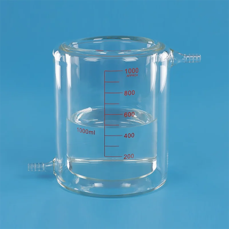 Double-layer jacketed beaker high borosilicate glass thickened high and low temperature resistant 100ml250ml500ml1000ml2000ml