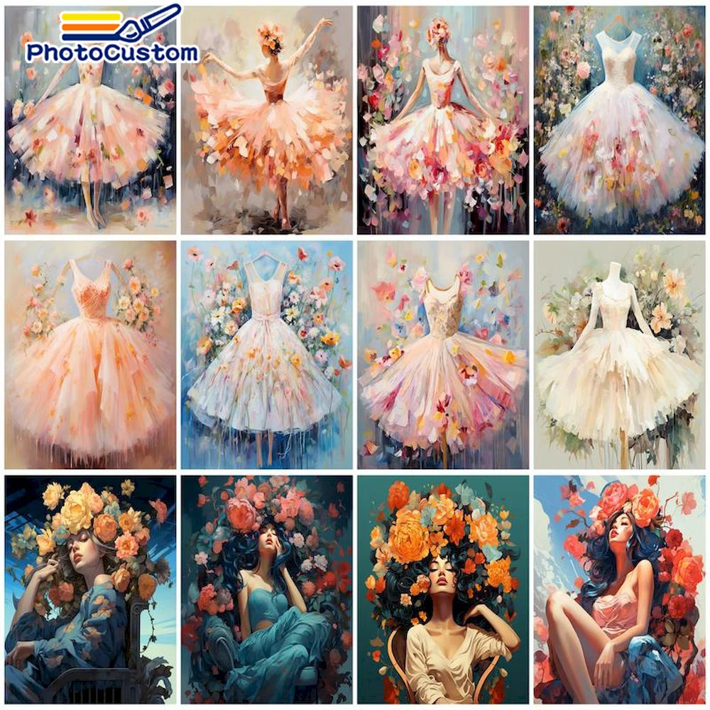 

PhotoCustom 60x75cm Painting By Number Ballerina Handpainted Gift Picyure Of Coloring By Numbers For Home Living Room Diy Crafts