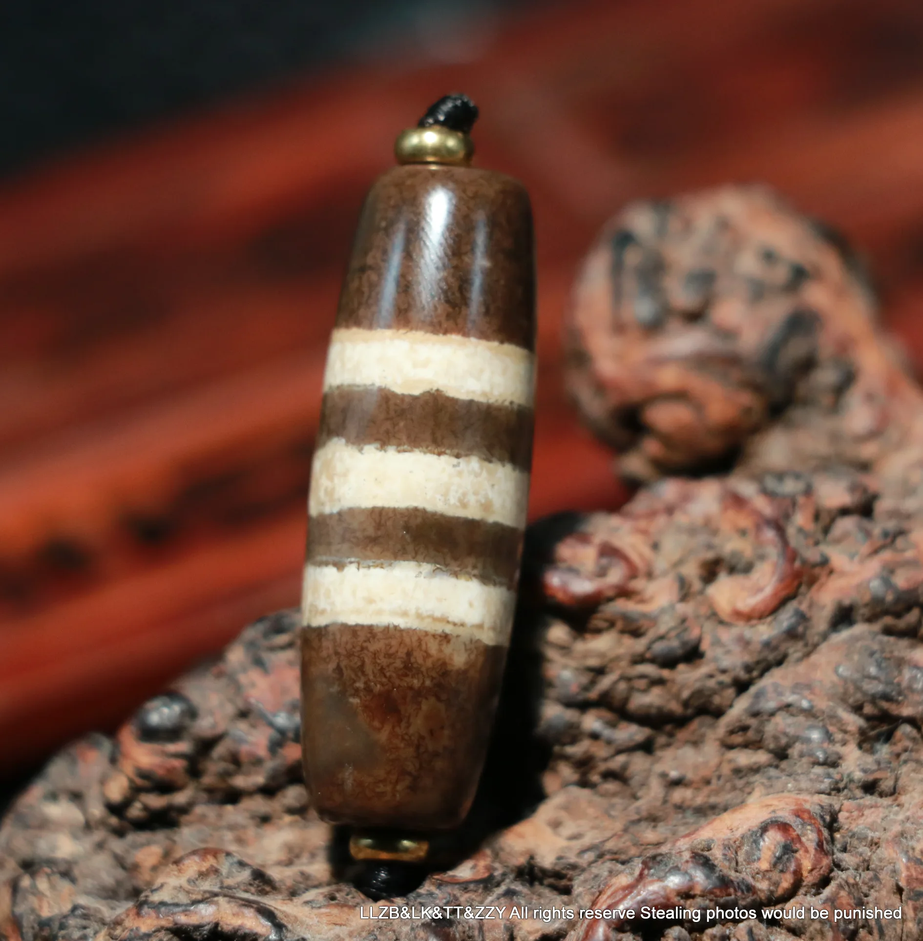 Unique Magic Power Tibetan Old Agate Top 3 Stripes Healer Medicine Pendant Amulet Talisman LKbrother Sauces UPD221201A01