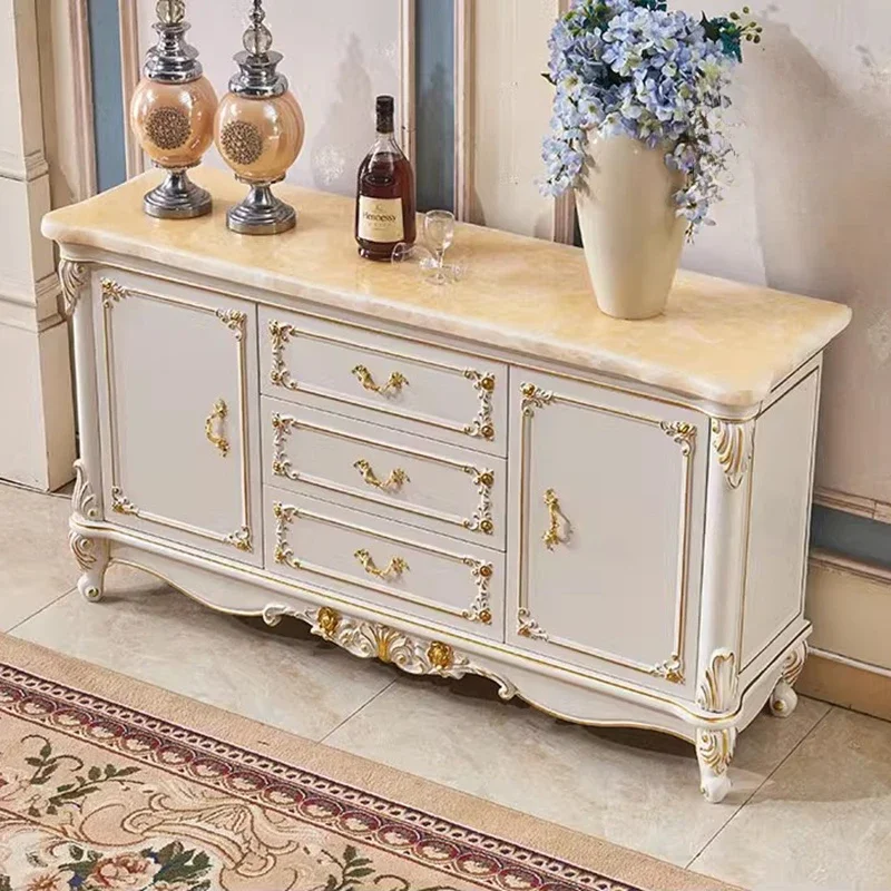 

European Style Elegant Side Cabinet Modern Simple Solid Wood Storage Living Room Cabinet Home Furniture Armoires De Salon FYLC