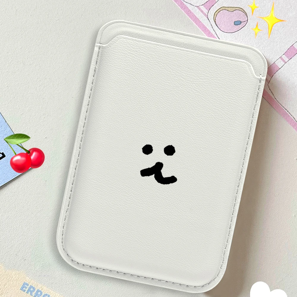 Minimalistisches, niedliches Leder-Kartenetui für Magnetische Hüllen, geeignet für alle iPhones mit Magsafe-Kartenfunktion. – Detail 3
