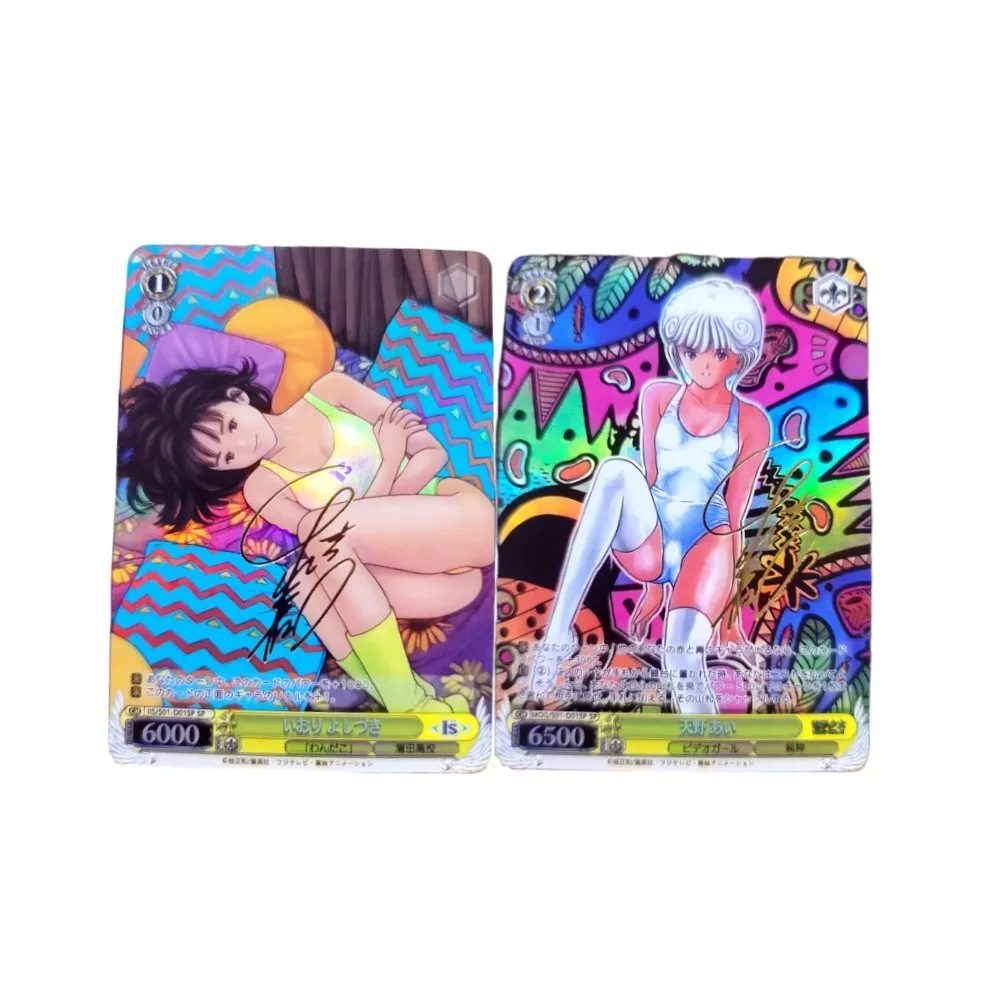 2pcs/set ACG Girl Iori Yoshizuki Amano Ai Animation characters DIY Refraction flash card Anime Classics Game Collection Card Toy