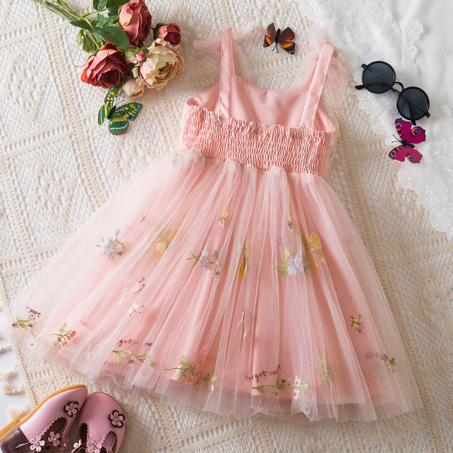 Toddler Baby Girls Summer Dress for Kids Clothes 1-5 Years Children Dress Puffy Mesh Tutu Princess Floral Embroidery Clothes