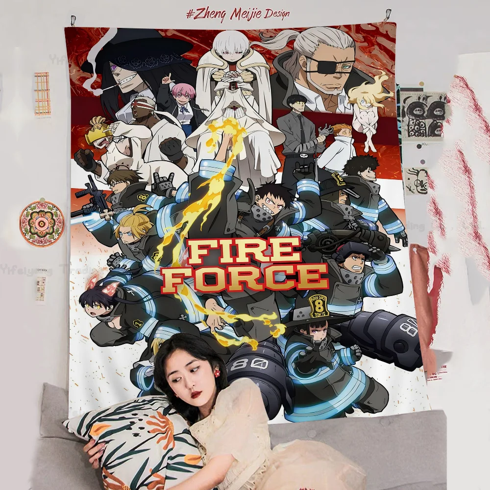 Anime Fire Force Printed Large Wall Tapestry Wall Hanging Decoration Household Decor Blanket