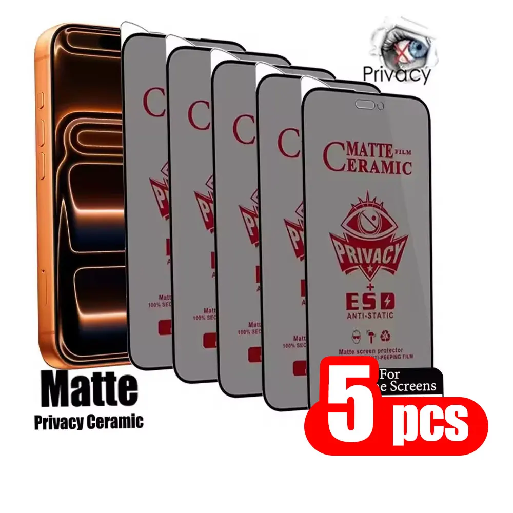 5PCS Anti-Spy Keramik Membran Film Für iPhone 17 Pro Max 16 15 Pro Max 13 12 11 Air 14 Screen Protector Soft Frosted Privatsphäre