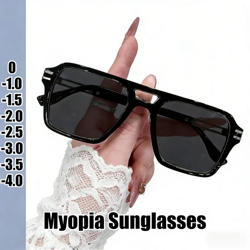 

Men's Fashionable Oversized Myopia Sunglasses UV-Protective Eyewear Stylish High-End Prescription Glasses for Men and Women -4.0