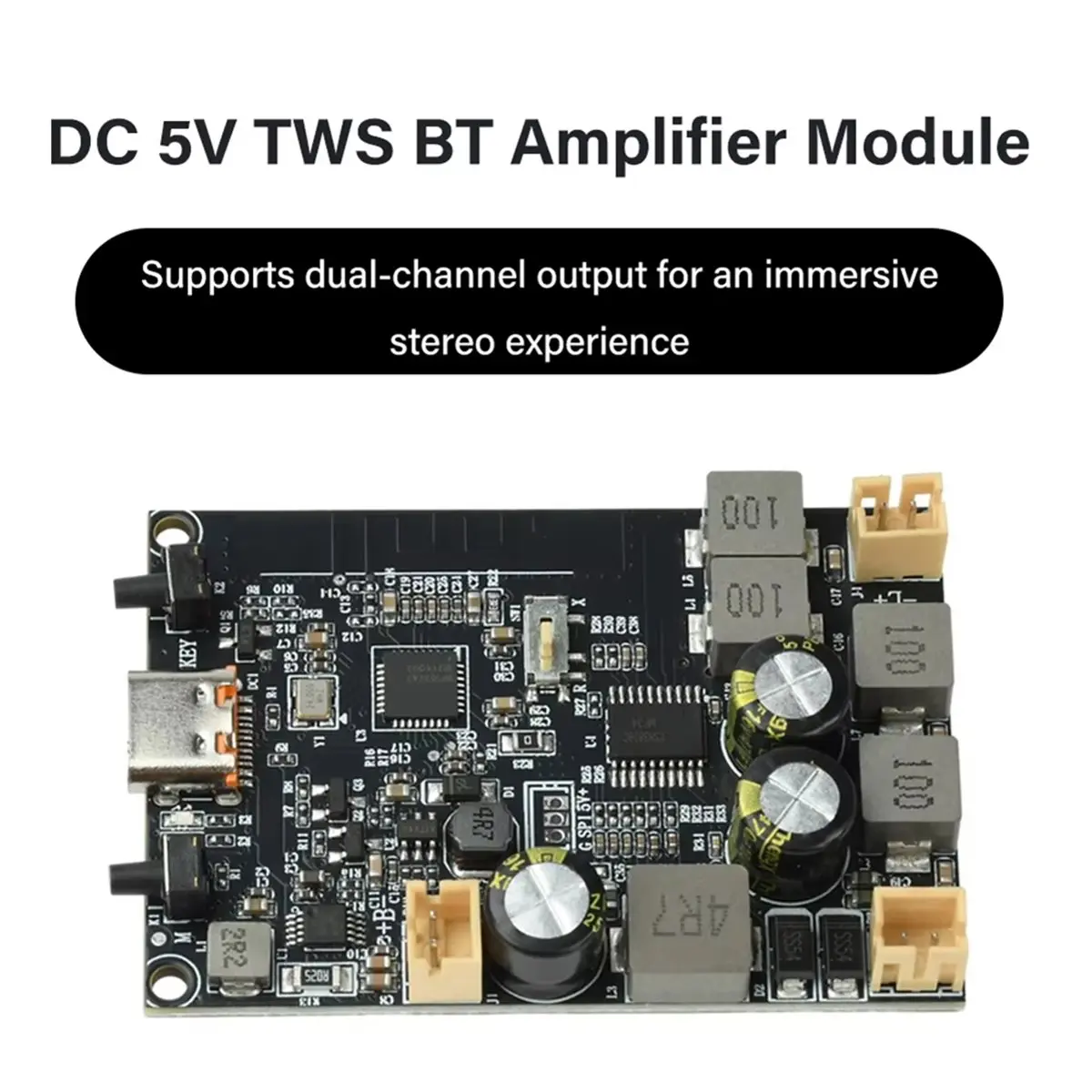 AA80 DC 5V 2x10W Dual Channel Enhancement Algorithm BT Amplifier Board DC 5V BT Amplifier Module Type C