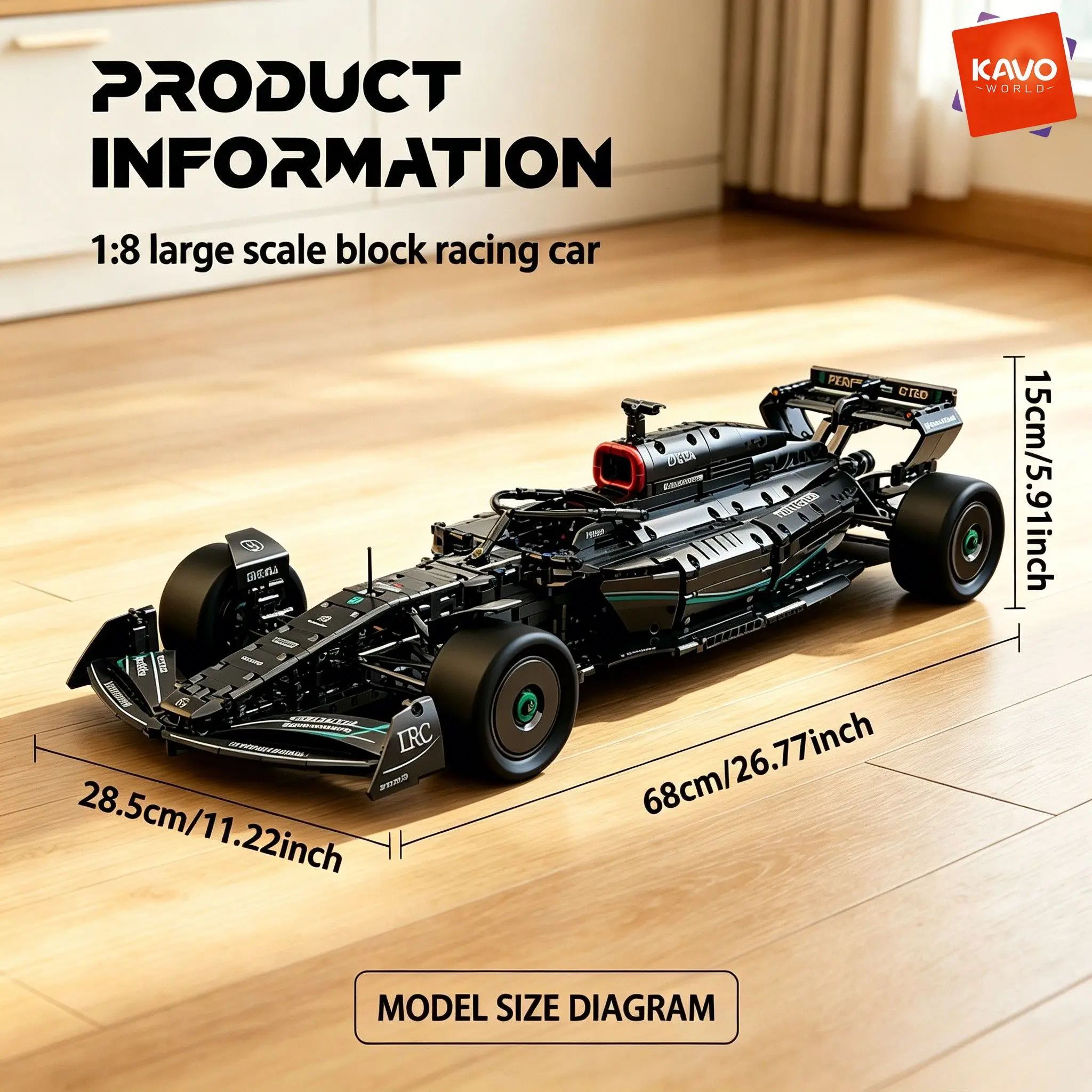 KAVOWORLD 1724PCS 1:8 Scale City High Speed Sport Car Building Blocks Aerodynamic Body with Shiny Wheels Racing Car Sports Car Construction Set DIY Assembly Toy STEM Educational Toy Birthday Christmas Gift for Teens Car Enthusiasts Home Office Decor