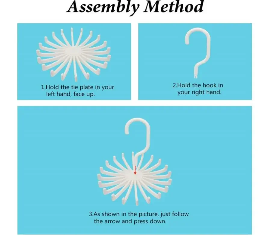 Tie Hanger Plastic Portable Tie Rack Closets Rotating Hook Holder Belt Clothes Tie Rack Storage Home Multifunction