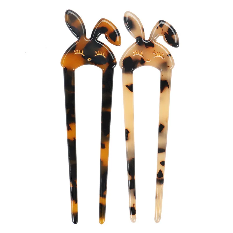 

2pcs Classic U Hair Comb Pin for Women Girls Handmade Acetate Hair Accessory Ornament Jewelry, Tiara for Office Career Dance