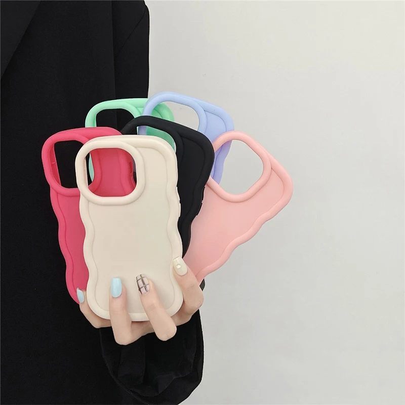 G 53 G 52 Macaron Color Wavy Shape Silicone Phone Case For Motorola Moto G54 G82 G71S G54Power G64 G60 G30 G24 G04 E30 E40 Cover