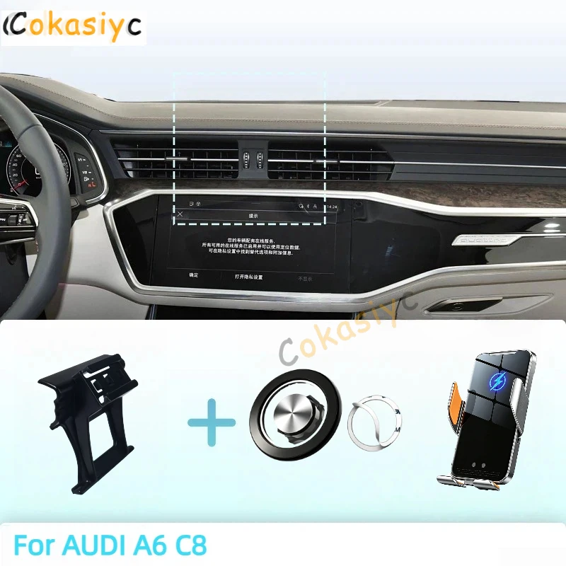 Made to measure for AUDI A6 C8 2019-2021 2022 2023 2024 Phone Holder Car Magnetic Phone Mount Smart Sensing Wireless Charging