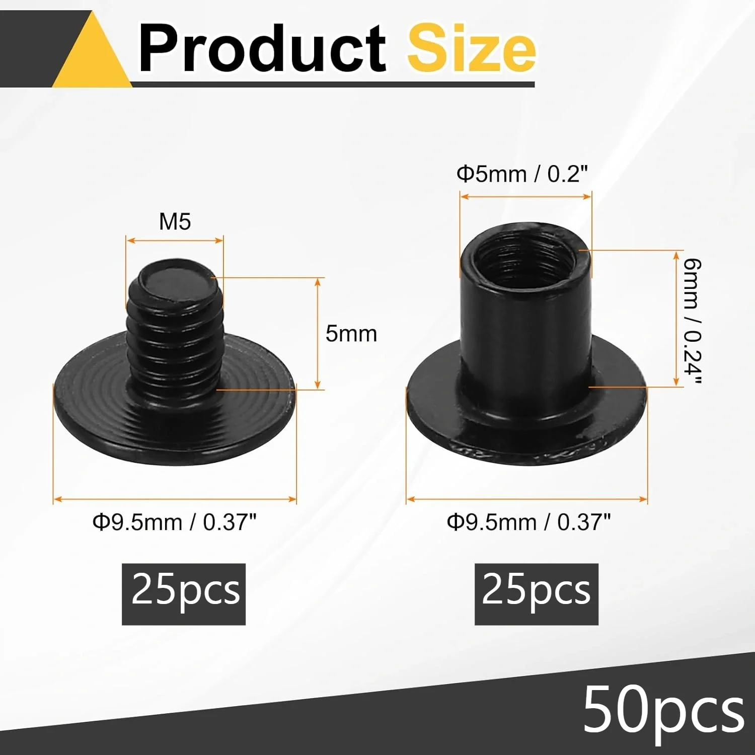 50pcs M5 Chicago Screw Slotted Leather Rivet Screws, Suitable for Fasteners Such as Photo Albums, Desktop Menus, Wallets, Etc