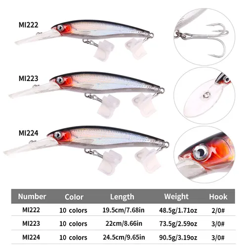 Imagen 2 del producto 48g 73g 90g señuelo de Pesca de buceo profundo Minnow isca cebo artificial Wobblers Pesca carpa Lucio Walleye cebo de Pesca de mar original