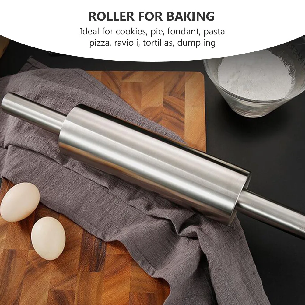 

1 шт., скалка из нержавеющей стали, гладкий антипригарный валик для теста для выпечки печенья, пиццы, макарон, помадки, пельменей, кухонный инструмент