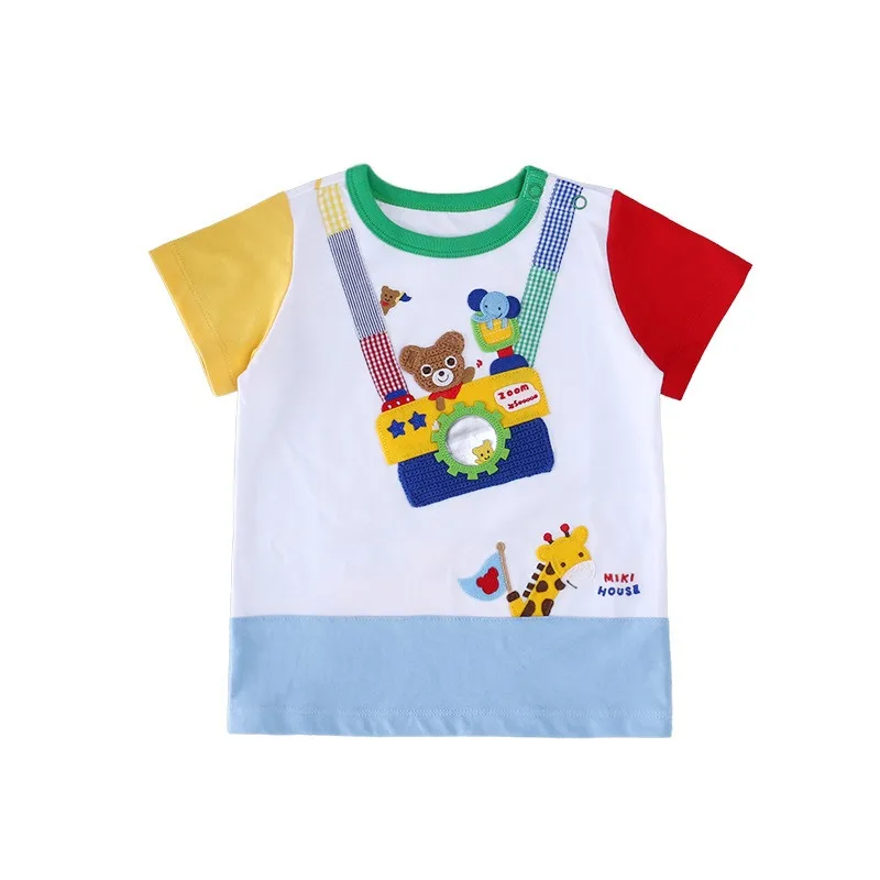 Boy Short Sleeve T-shirts Cartoon Camera Bear T-shirt  Cute Tops Baby Tees Graphic Tops Tee Roupa Infantil Kids Clothes Boys