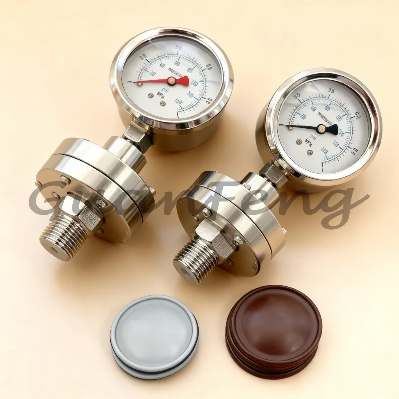 DN50 M20*1.5 SS304 Diaphragm Pressure Gauge, Anti-corrosion Membrane Manometer for Liquid Application