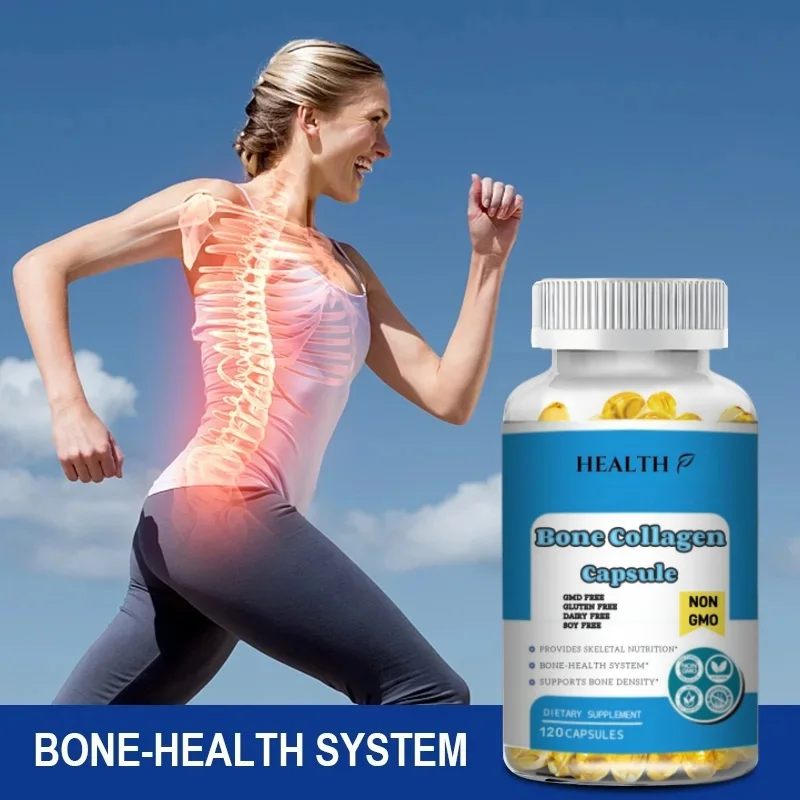 Bone Collagen Cápsulas Grass Fed Bone Fluid, Colágeno Peptídeo, 120 Peças Contém 3 Tipos de Colágeno, 1, 2 e 3