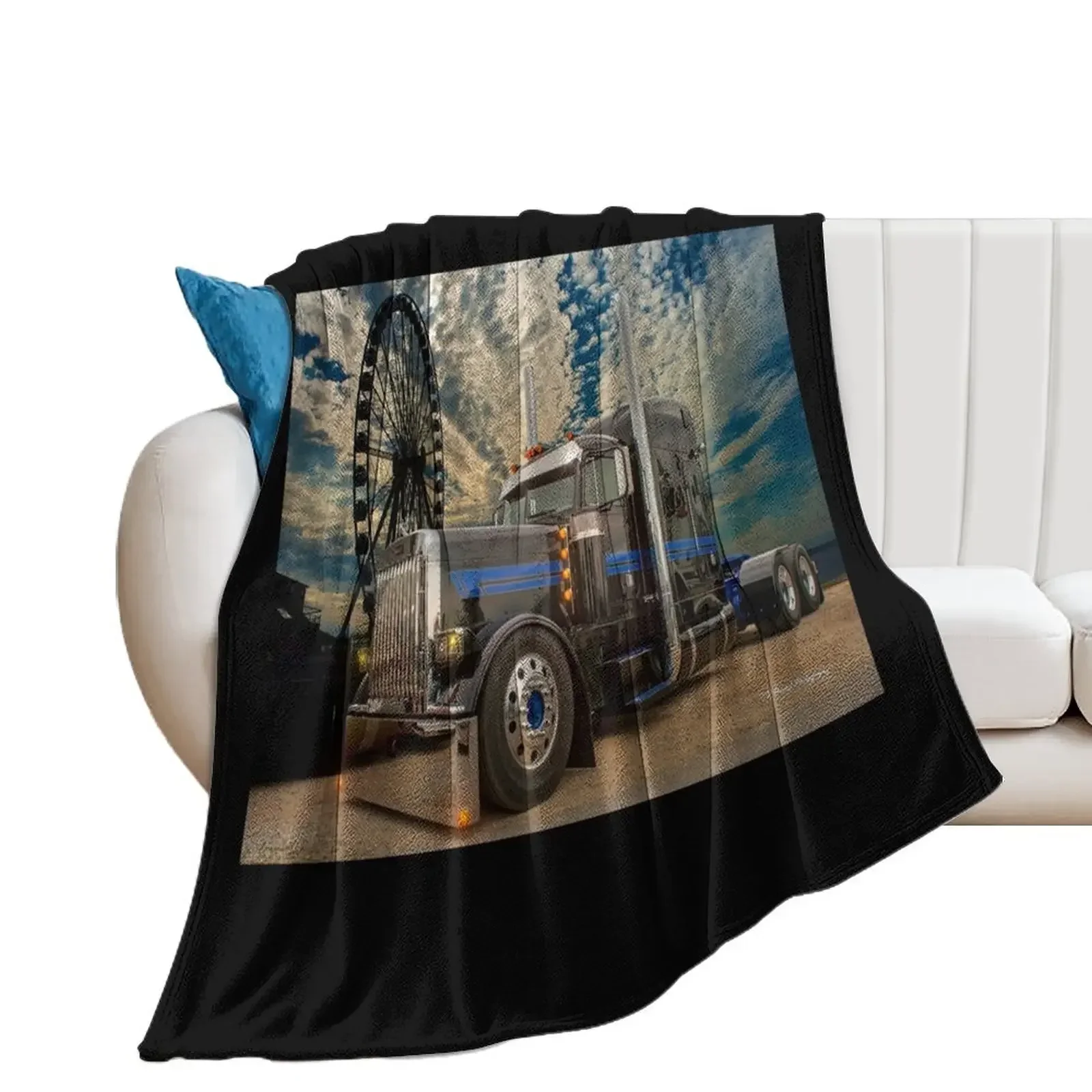 Black Peterbilt at the Fair Throw Blanket For Baby Thins Blankets