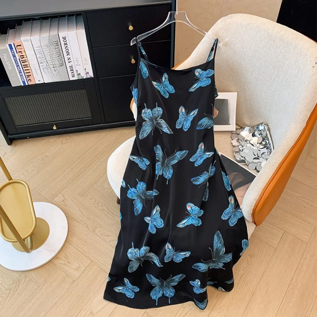 

Очень большое женское платье без рукавов с принтом бабочки, 300 кг, кардиган, верхний костюм для весны и осени, элитная мода